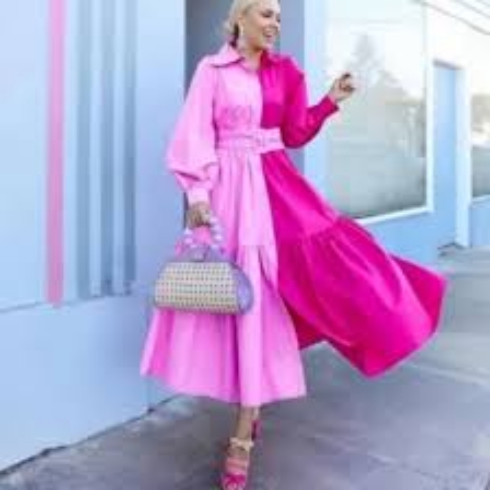 Christopher John Rogers two-tone pink dress sz 10